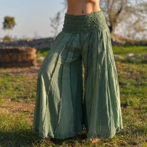 Handmade Cotton Wide Leg Pants: Boho Festival Trousers
