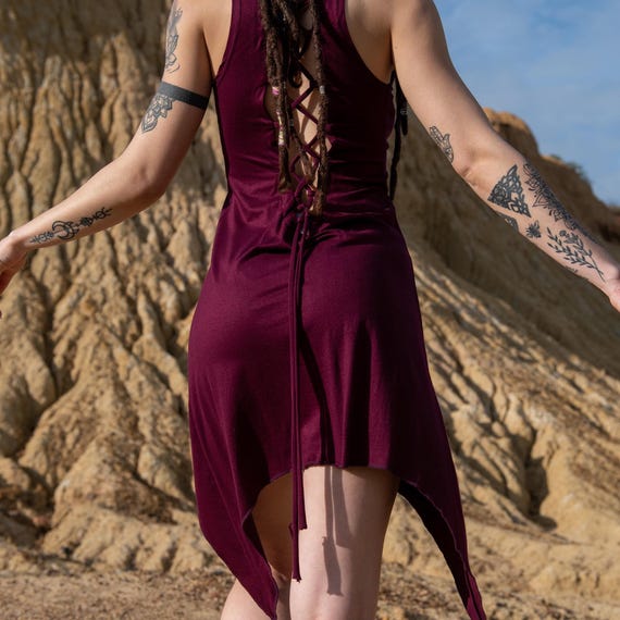 Backless Lace up Pointy Dress Elven Dress Festival Dress Summer Dress Fairy Dress Pixie Dress Stempunk Dress Bohemian Dress Rave Psy Etsy
