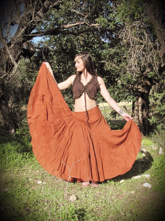 Kaliber stem druk Flamenco Gypsy Lange Oranje Rok Boho Rok Fairy Kleding Maxi - Etsy Nederland