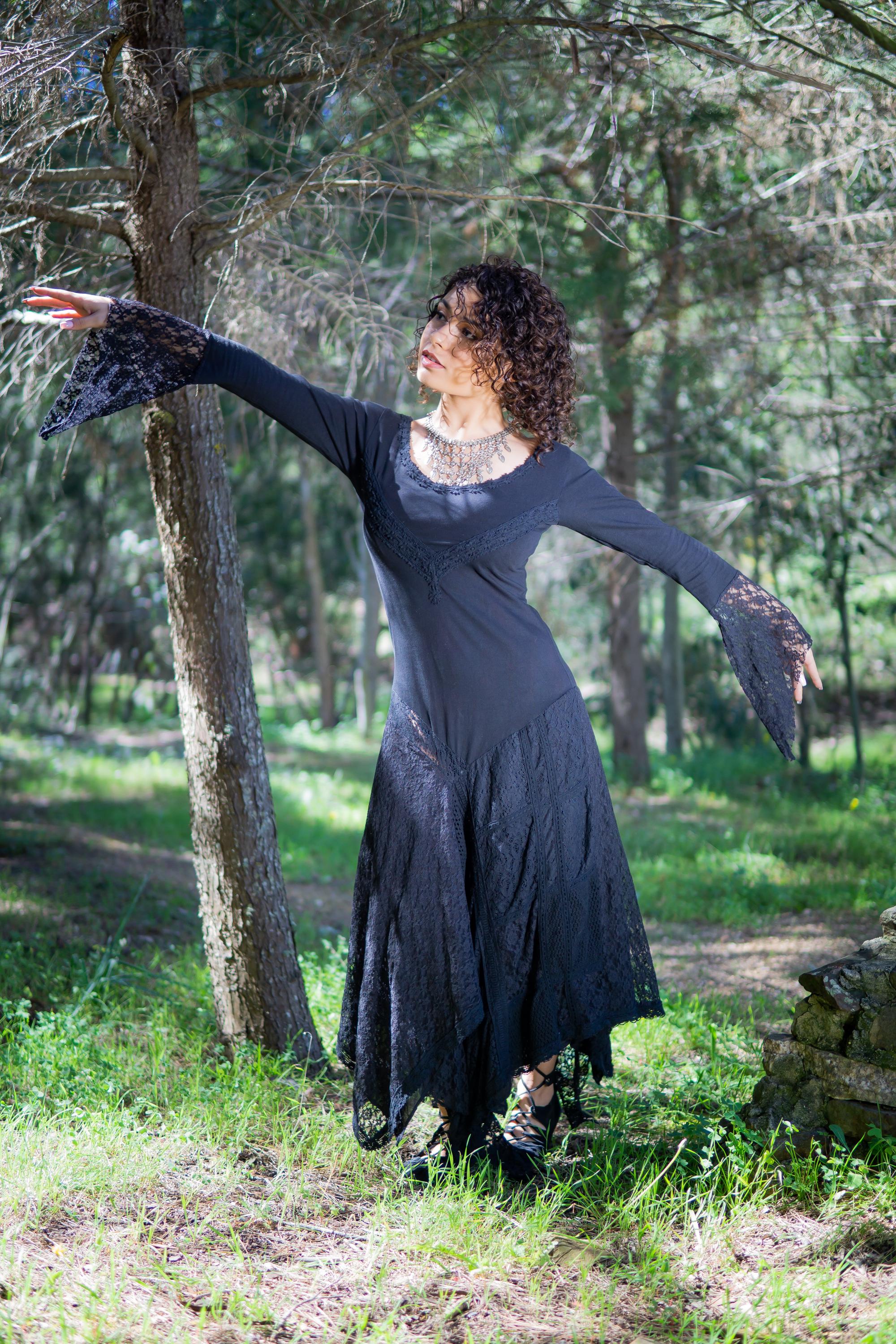 Ceremony Lace Boho Dress: Asymmetric Elven Fairy Gown