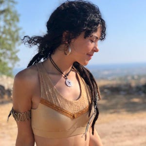 Bohemian Lace Crop Top – Festival Fairy Bra With Open Back, Elven Pixie Top for Yoga & Burning Man Looks