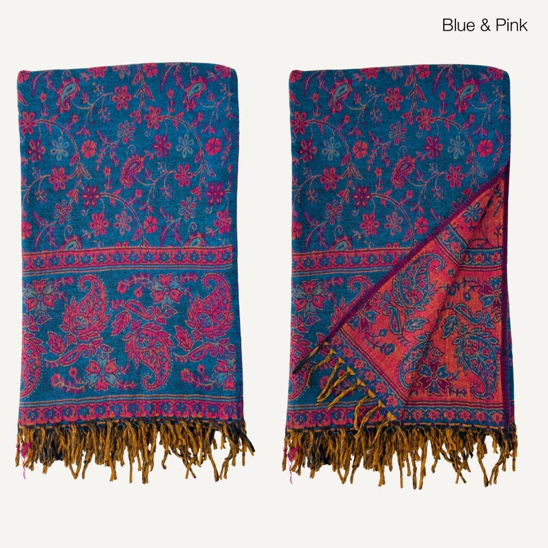 Paisley Blanket Shawl – Vegan Wool Boho Scarf, Cozy Festival Wrap, Warm Winter Shawl image 9