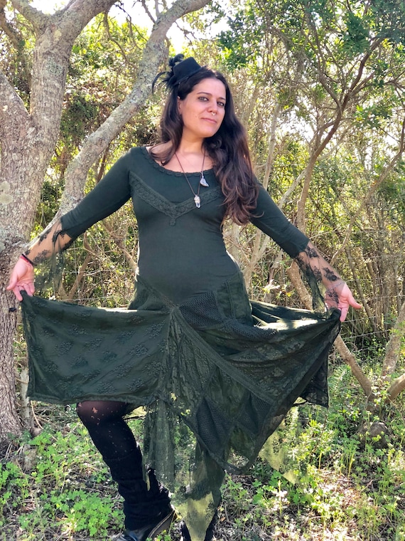 Ceremony Lace Boho Dress: Asymmetric Elven Fairy Gown