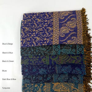 Paisley Blanket Shawl – Vegan Wool Boho Scarf, Cozy Festival Wrap, Warm Winter Shawl image 8