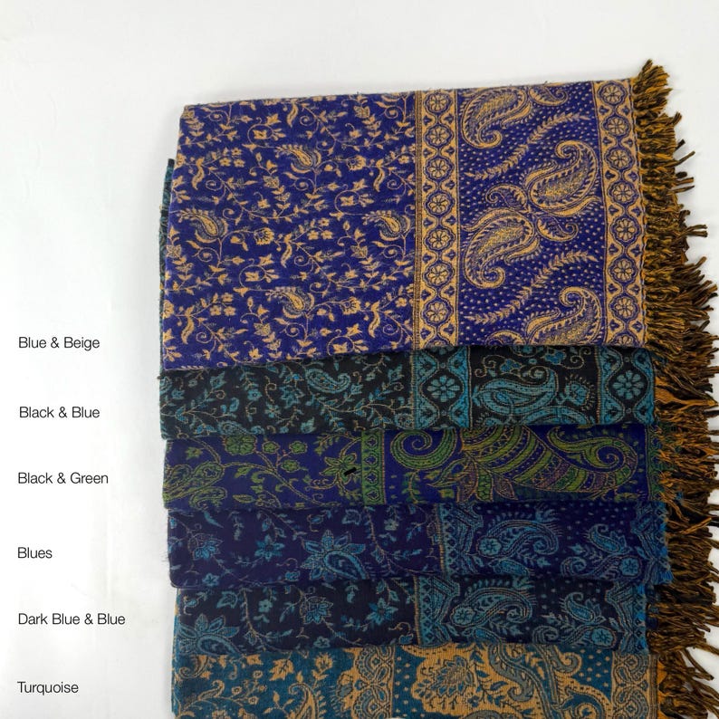 Paisley Blanket Shawl – Vegan Wool Boho Scarf, Cozy Festival Wrap, Warm Winter Shawl image 8
