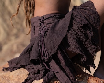 Boho Pixie Skirt: Layered Asymmetric Festival Rave Skirt