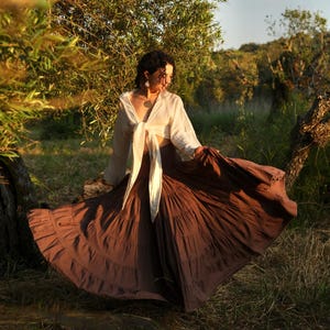 Boho Cotton Skirt – Extra Full Maxi Skirt With Tie Waist, Sufi Whirling Dervish Skirt