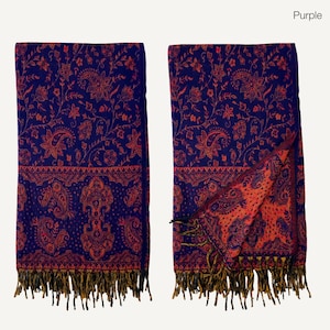 Paisley Blanket Shawl – Vegan Wool Boho Scarf, Cozy Festival Wrap, Warm Winter Shawl image 10