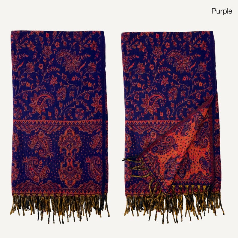 Paisley Blanket Shawl – Vegan Wool Boho Scarf, Cozy Festival Wrap, Warm Winter Shawl image 10