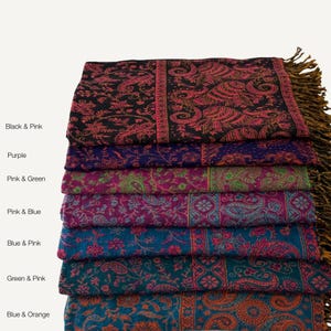 Paisley Blanket Shawl – Vegan Wool Boho Scarf, Cozy Festival Wrap, Warm Winter Shawl image 7