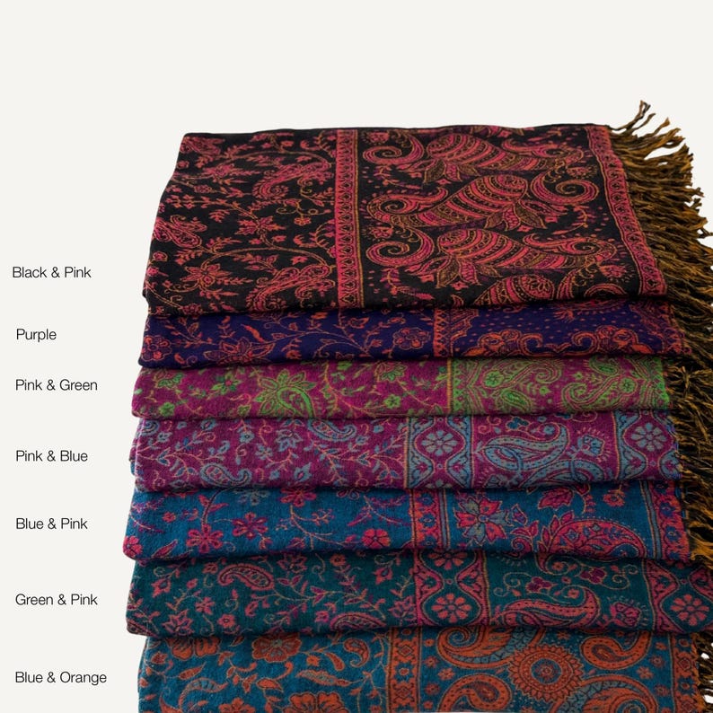 Paisley Blanket Shawl – Vegan Wool Boho Scarf, Cozy Festival Wrap, Warm Winter Shawl image 7