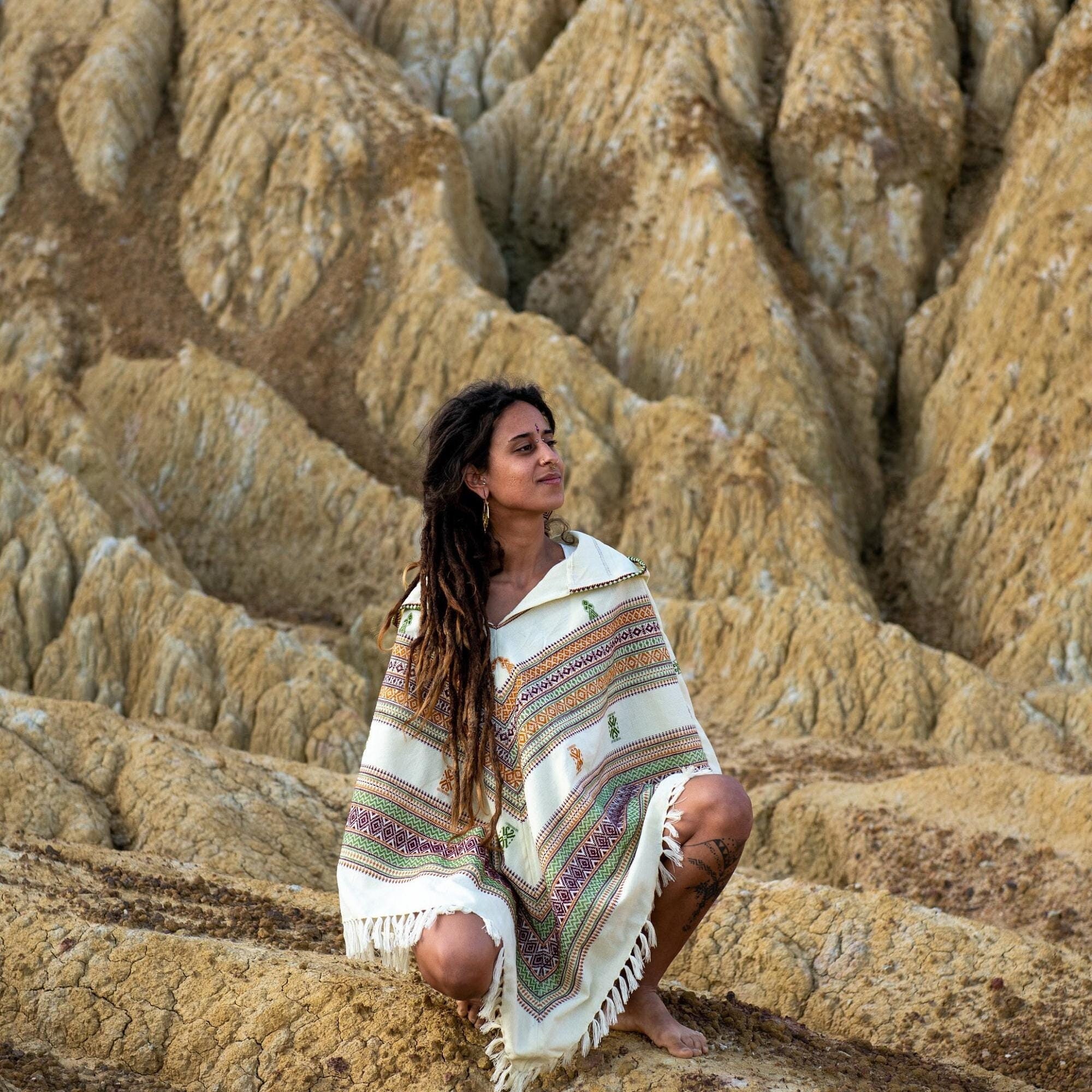 Tribal Hood Poncho, Ethnic Poncho, Festival Poncho, Poncho Shawl, Fairy Poncho, Pixie Poncho