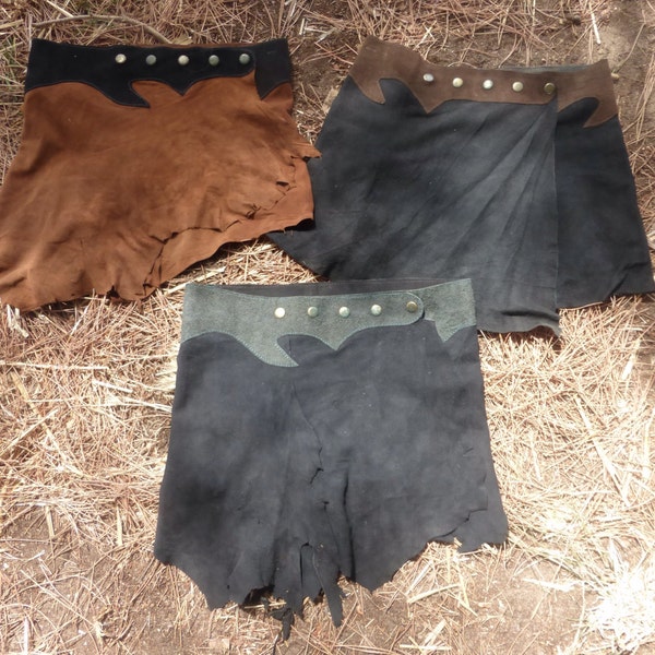 hand made leather skirt - jungle skirt - black or brown