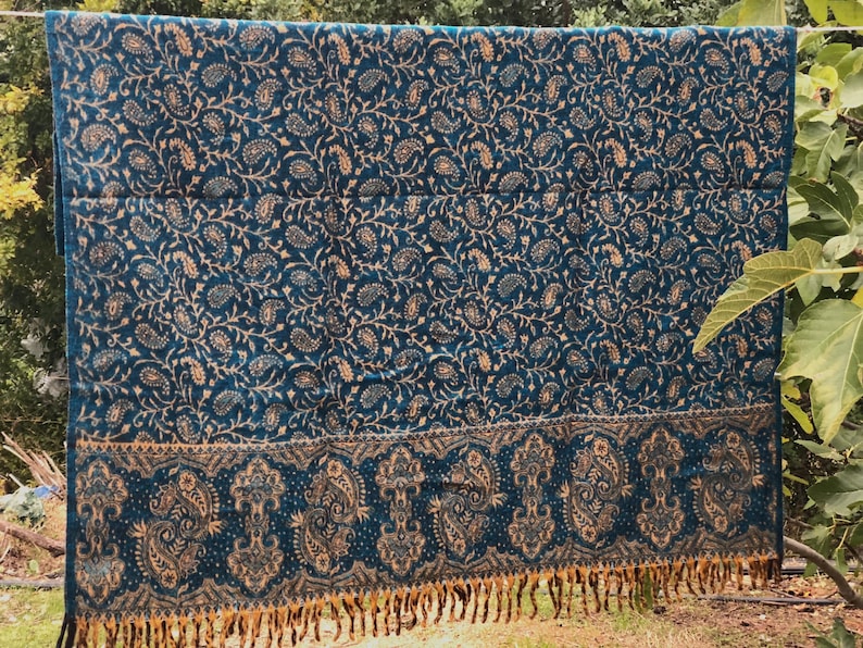 Paisley Blanket Shawl – Vegan Wool Boho Scarf, Cozy Festival Wrap, Warm Winter Shawl image 5