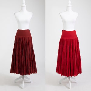 Jupe flamenco rouge tzigane, jupe nomade, vêtements de fée, jupe longue, jupe longue, jupe nomade, jupe de danse orientale, jupe de festival, jupe bohème image 3