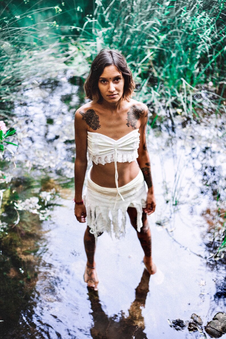 Pixie Skirt Gypsy Skirt Burning Man Skirt Bohemian Skirt Forest Skirt Fairy Skirt Tribal Skirt Fringe White Skirt Tarzan Skirt
