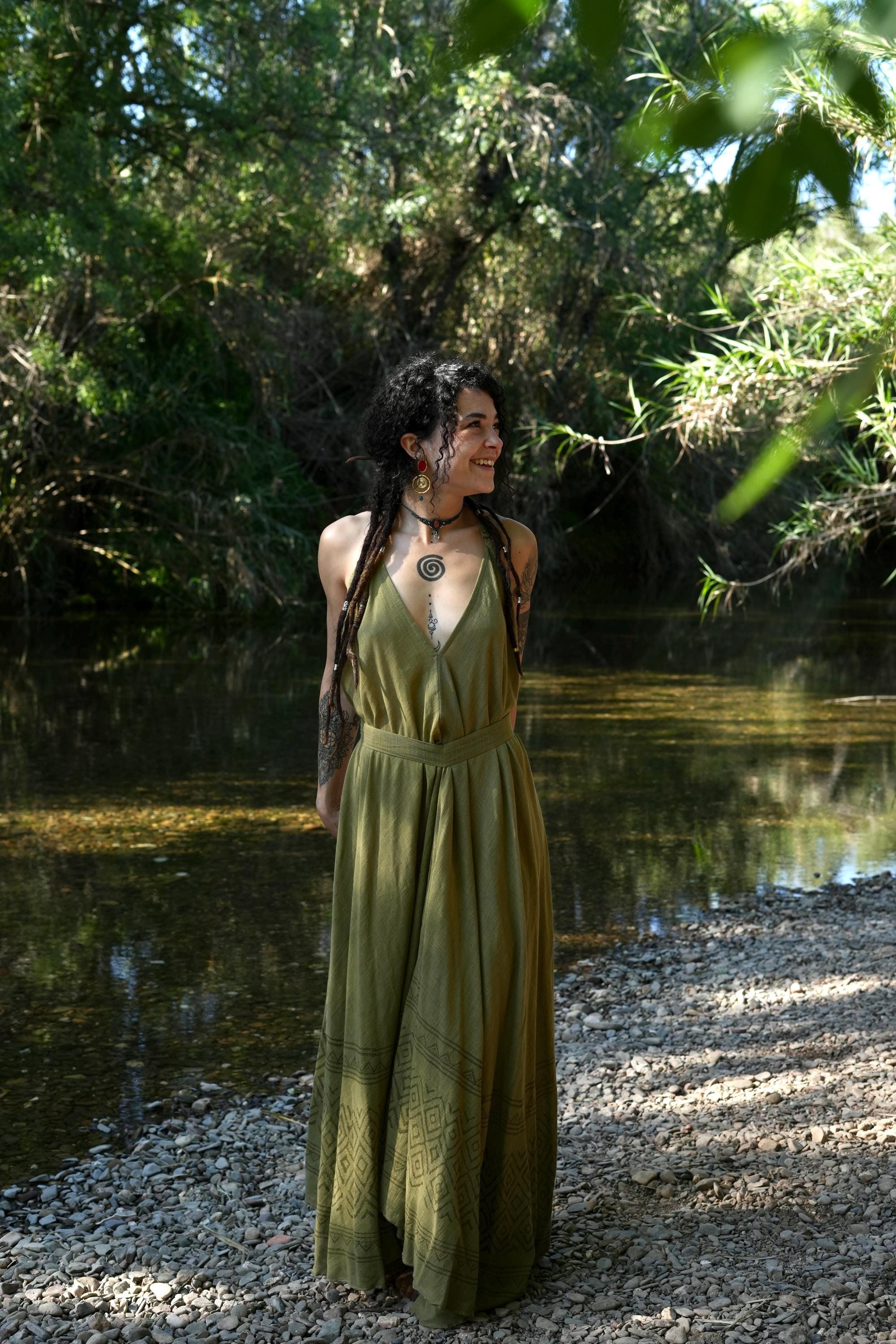 Boho Cotton Maxi Dress - Flowy Goddess Fairy Dress