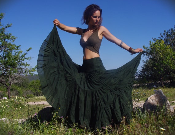 Flamenco Gypsy Long Green Skirt Bohemian Skirt Fairy Clothing Maxi Skirt Nomad Skirt Belly Dance Skirt Festival Skirt Boho Goa Skirt Etsy Canada