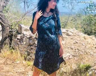 Bohemian Fringe Dress: Off-Shoulder Ethnic Festival Style