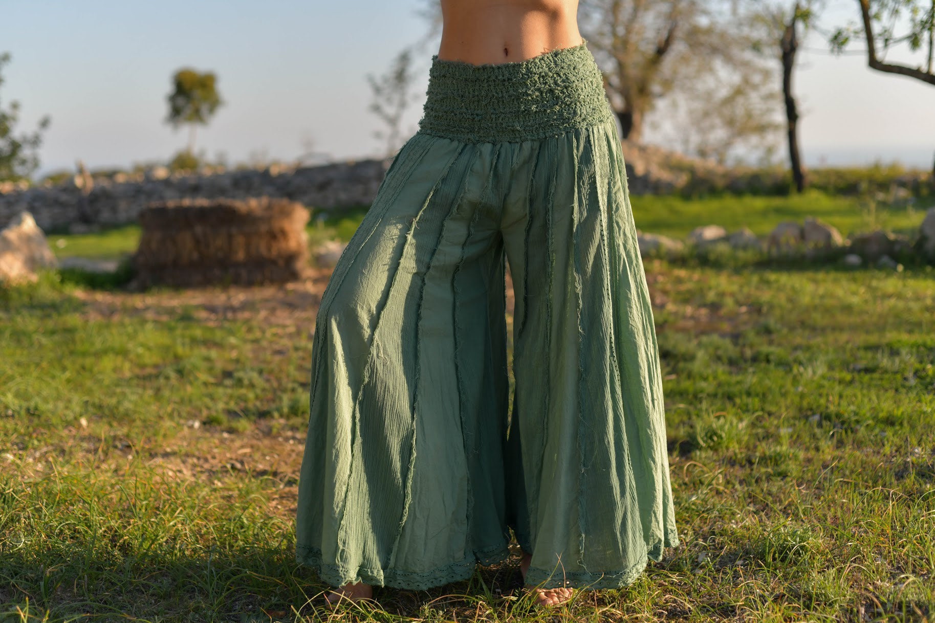 Wide Leg Cotton Pants Summer Trousers Beach Pants Bell Etsy