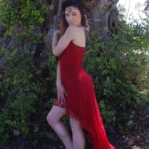 Bohemian Dress, Backless Dress, Festival Dress, Red Dress, Evening Dress, Summer Dress, Steampunk Dress, Fairy Dress, Elven Dress, Goa Dress