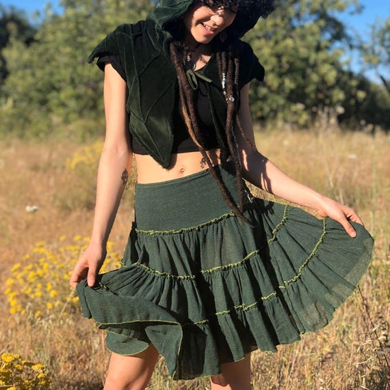 Fairy Skiry Gypsy Skirt Elven Skirt Pixie Skirt Bohemian Skirt Boho Skirt Flamenco Skirt Hippie Clothing Faerie Clothing Tribal Goa