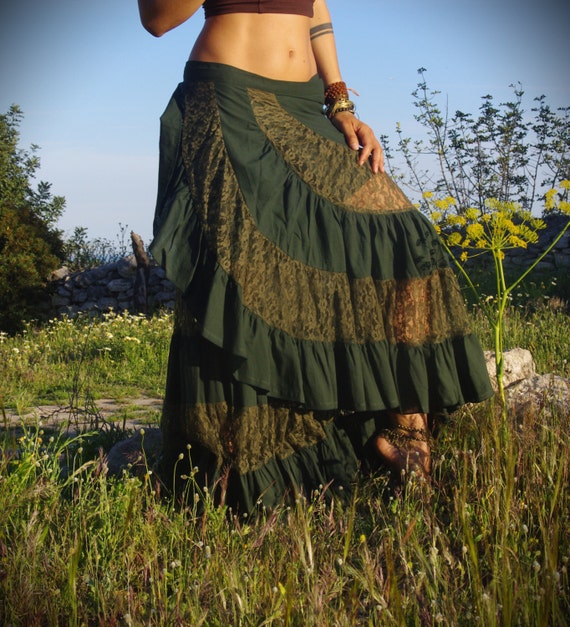 Wonderbaar Flamenco groene lange rok maxi rok Renaissance rok buikdans | Etsy OD-32
