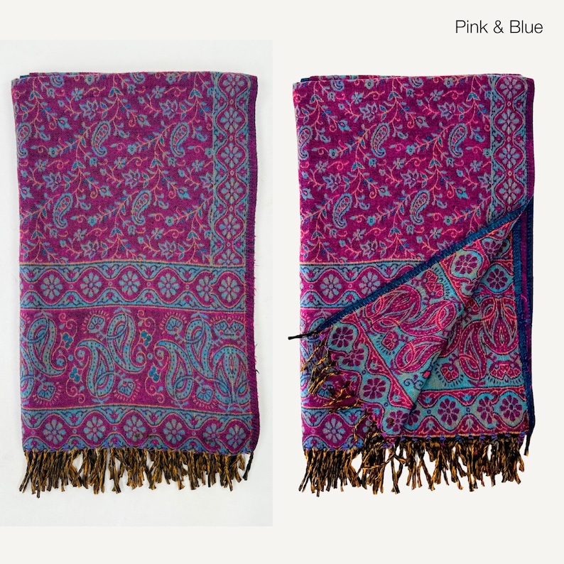 Paisley Blanket Shawl – Vegan Wool Boho Scarf, Cozy Festival Wrap, Warm Winter Shawl image 12
