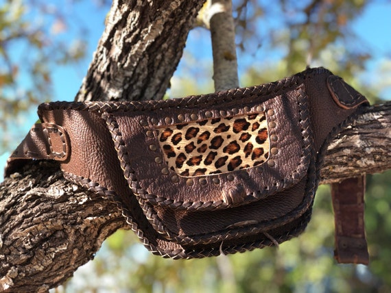 Pocket Belt Goa Black Utility Belt Waist Bag Nomad Tribal Ethnic Leather Hip Bag Steampunk Burning Man Hippie Festival
