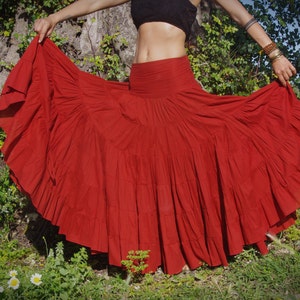 Jupe flamenco rouge tzigane, jupe nomade, vêtements de fée, jupe longue, jupe longue, jupe nomade, jupe de danse orientale, jupe de festival, jupe bohème image 4