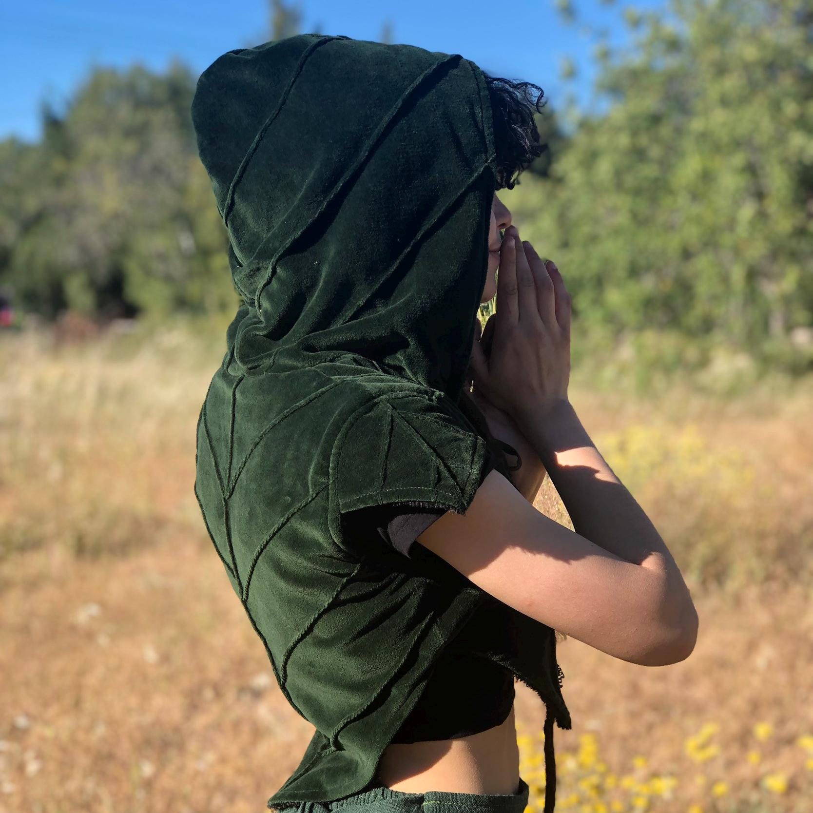 Pixie Leaf Hood Vest, Fairy Clothing, Elf Hood Vest, Elven