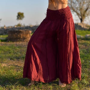 Wide Leg Cotton Pants, High Waist Pants, Bell Bottom Pants, Skirt Pants, Beach Pants, Festival Pants, Bohemian Boho Trousers for Women
