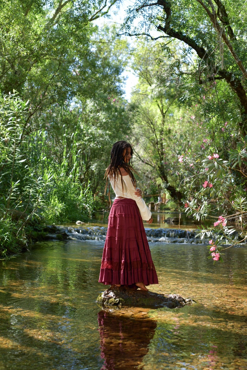 Long Boho Maxi Skirt, Prairie Skirt, Flamenco Skirt, Ruffle Skirt, Summer Maxi Skirt, Full Length Skirt, Festival Skirt, Gypsy Skirt, Elven zdjęcie 4