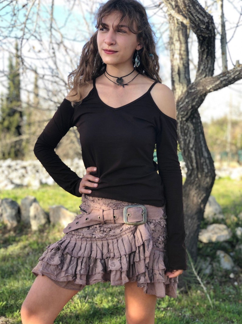 Elven Mini hebilla falda, falda de hadas, falda Pixie, ropa de festival, ropa tribal, falda étnica, falda hippie, Boho imagen 2