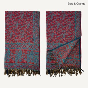 Paisley Blanket Shawl – Vegan Wool Boho Scarf, Cozy Festival Wrap, Warm Winter Shawl image 13