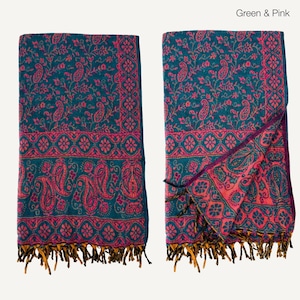 Paisley Blanket Shawl – Vegan Wool Boho Scarf, Cozy Festival Wrap, Warm Winter Shawl image 11