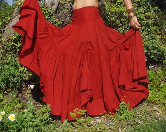 Flamenco Gypsy Red Skirt, Nomadic Skirt, Fairy Clothing, Long Skirt, Maxi Skirt, Nomad Skirt, Belly Dance Skirt, Festival Skirt, Boho Skirt