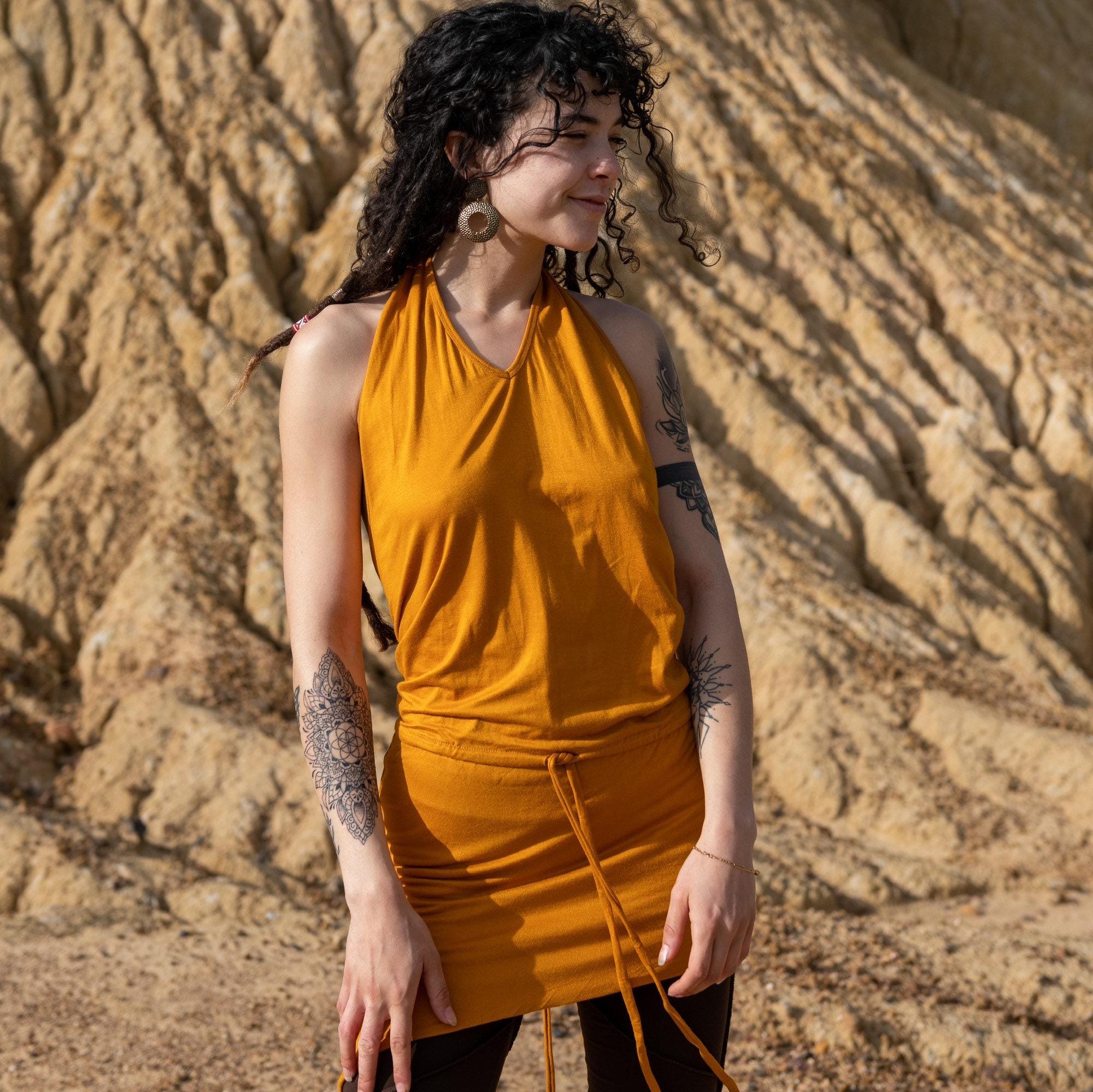 Backless Halter Mini Dress - Bohemian Festival Wear