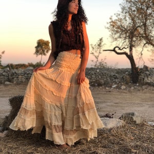 Long Boho Maxi Skirt, Prairie Skirt, Flamenco Skirt, Ruffle Skirt, Summer Maxi Skirt, Full Length Skirt, Festival Skirt, Gypsy Skirt, Elven image 7