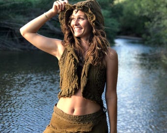 Sleeveless Hooded Boho Vest: Lightweight Cotton Tribal Vest