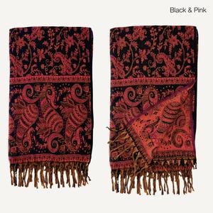 Paisley Blanket Shawl – Vegan Wool Boho Scarf, Cozy Festival Wrap, Warm Winter Shawl image 14