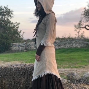 Pocahontas Hood Dress, Tribal Winter Dress, Vêtements ethniques, Gypsy Dress, Fairy Faerie Dress, Pixie Hood Dress, Elven Hoodie Dress image 6