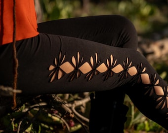 Leggings féeriques gothiques - Pantalon de yoga tribal bohème, vêtements de festival en coton extensible