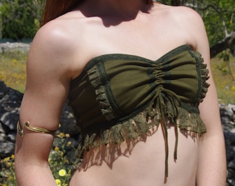 Elven Tube Top, Festival Bandeau Top, Boho Crop Top, Burlesque Top, Fairy Corset Top, Pixie Top, Tribal Top, Gypsy Top, Elven Clothing