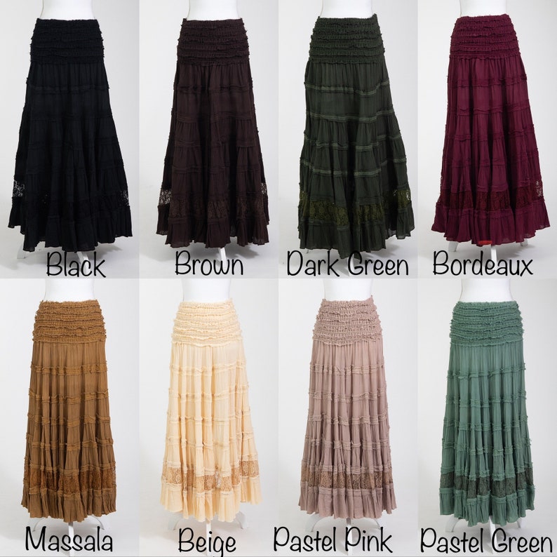 Gypsy Long Skirt, Flamenco Skirt, Fairy Skirt, Elven Skirt, Belly Dance Skirt, Burning man Skirt, Bohemian Skirt, Wedding Skirt, White Skirt zdjęcie 9