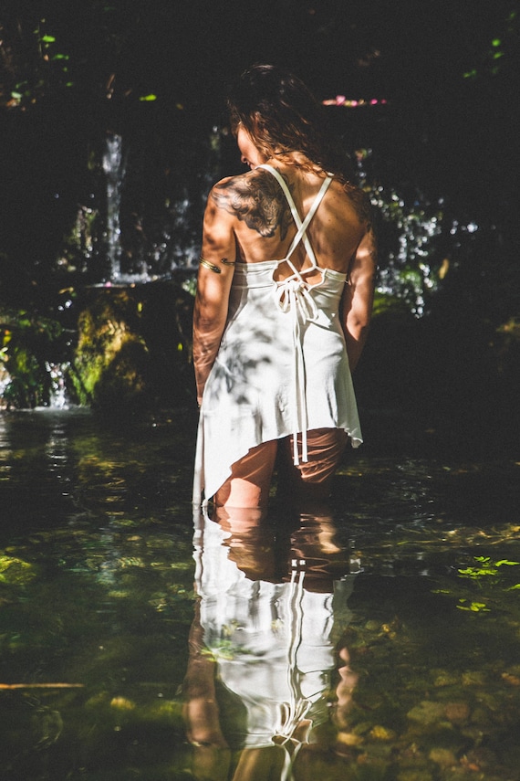 Backless White Crop Top: Bohemian Festival Tank Top