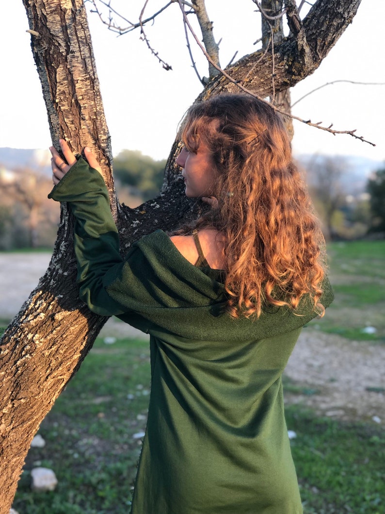 Fall Winter Hood Dress Cowl Neck Hood Dress Bohemian Dress Etsy