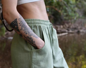 Cotton Boho Shorts: Handmade Minimalist Festival Loungewear