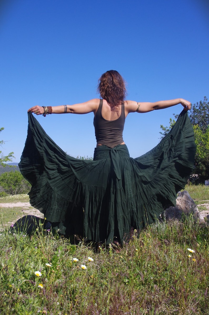 Cotton Maxi Skirt: Bohemian Flamenco Belly Dance Skirt image 4