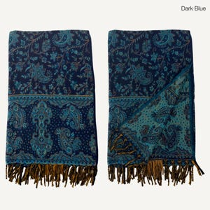 Paisley Blanket Shawl – Vegan Wool Boho Scarf, Cozy Festival Wrap, Warm Winter Shawl image 20